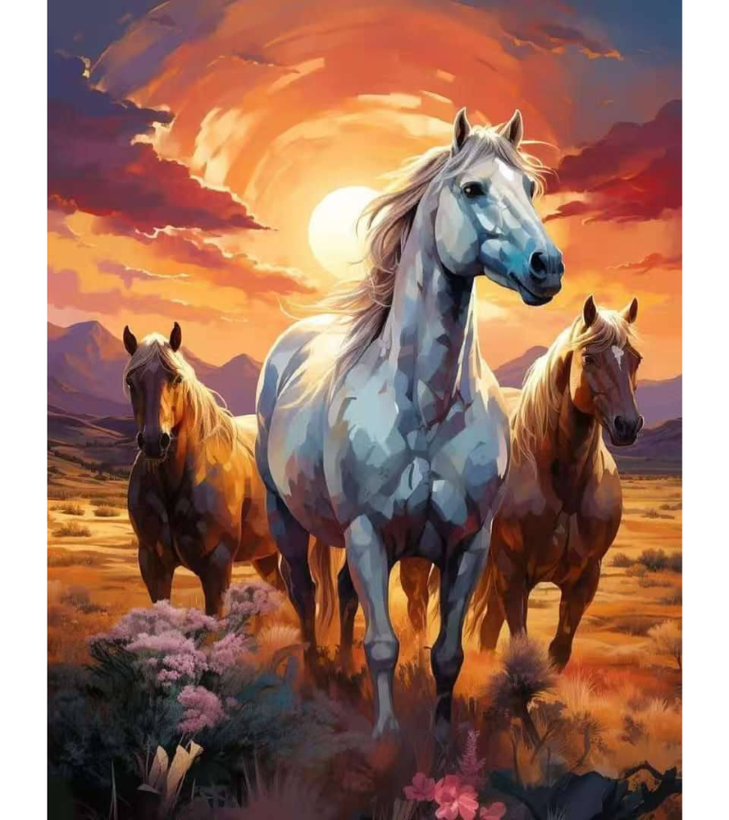 نقاشی الماسی بومی ۳۰ در ۴۰ طرح اسب